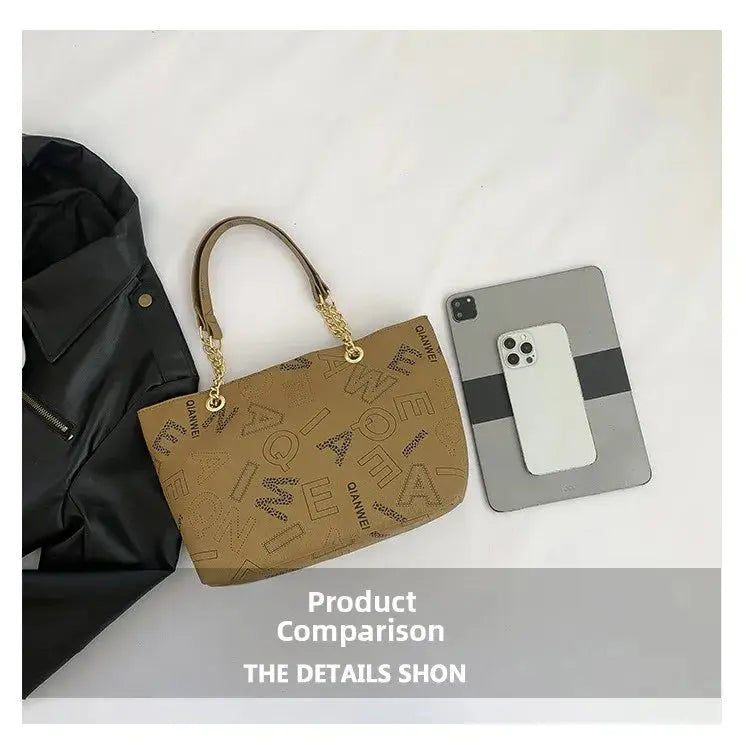 Stylish Commuter Handbag Retro Casual Tote Bag Women's Trend Spring New Large Capacity Street Style PU Material Zipper Opening luxecrown.co.uk