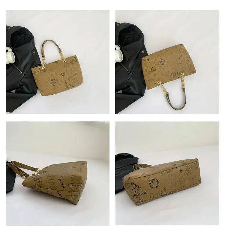 Stylish Commuter Handbag Retro Casual Tote Bag Women's Trend Spring New Large Capacity Street Style PU Material Zipper Opening luxecrown.co.uk