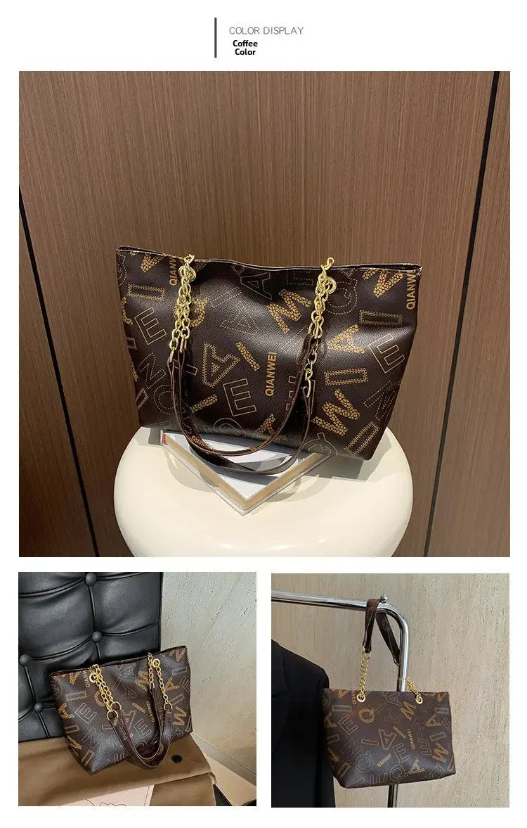 Stylish Commuter Handbag Retro Casual Tote Bag Women's Trend Spring New Large Capacity Street Style PU Material Zipper Opening luxecrown.co.uk