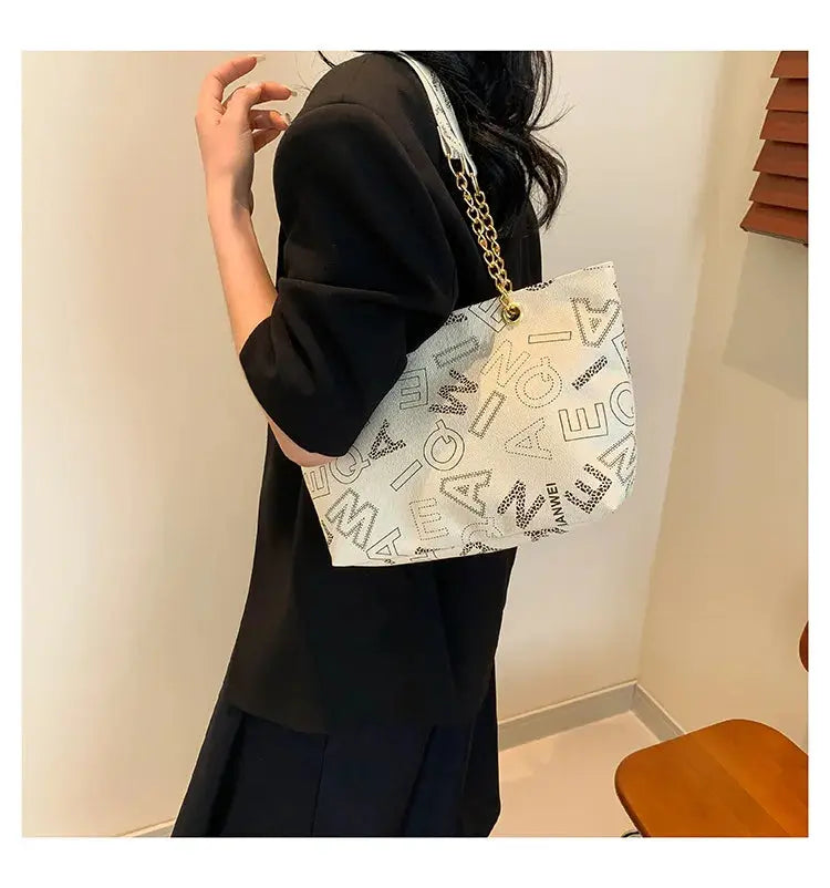 Stylish Commuter Handbag Retro Casual Tote Bag Women's Trend Spring New Large Capacity Street Style PU Material Zipper Opening luxecrown.co.uk