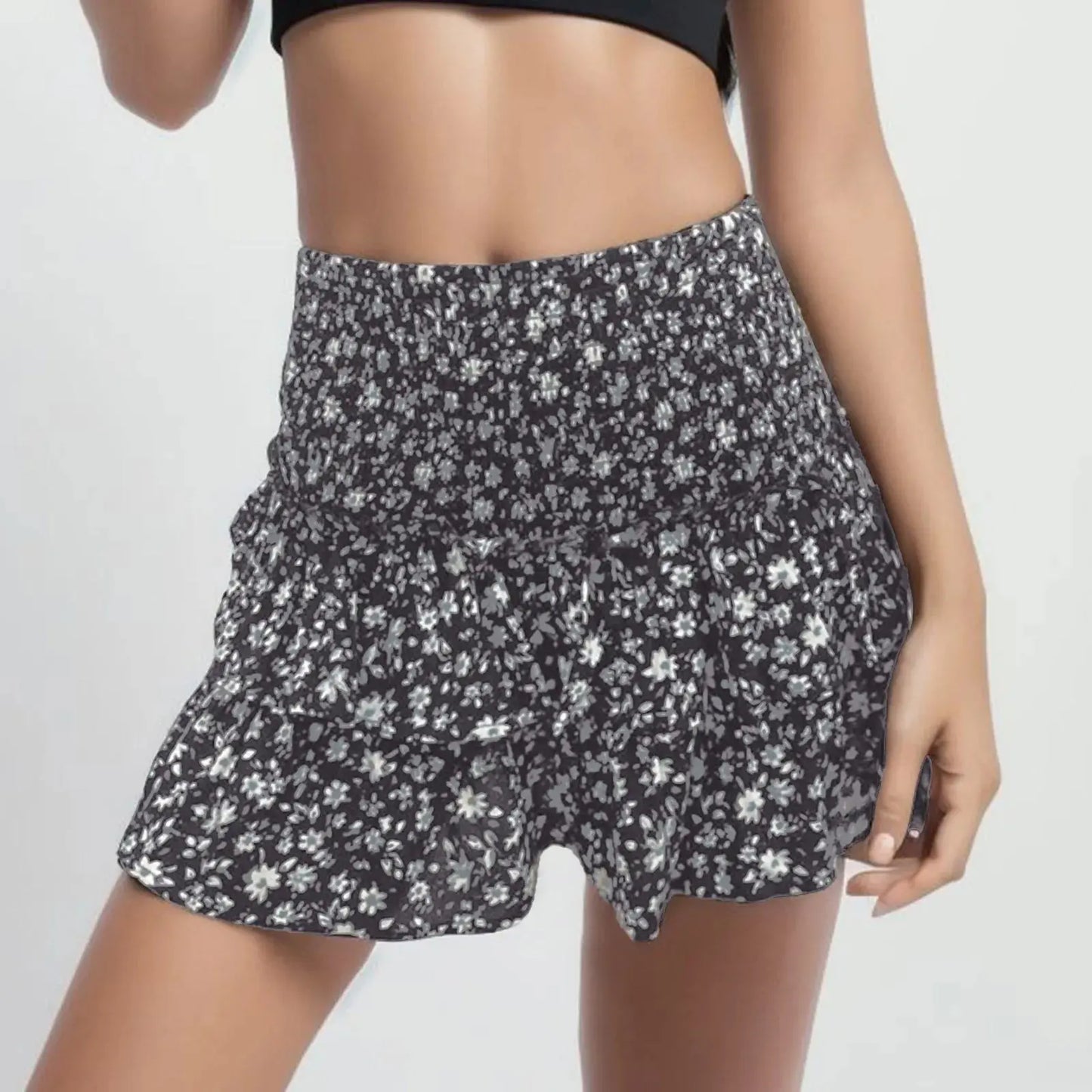 Summer Floral Pleated Skirt Womens Vintage Ruffle Print Pink Skirt Fashion Y2k Short Skirts Leisure Vacation Bohemian Miniskirt -  Streetsharks