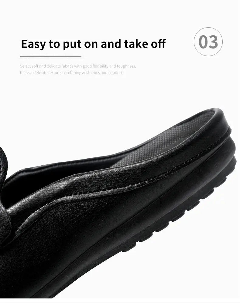 Summer Half Shoes For Men Comfortable Leather Casual Shoes Soft Flat Men's Loafers Lightweight Slip-on Shoes Man Daily Slippers luxecrown.co.uk