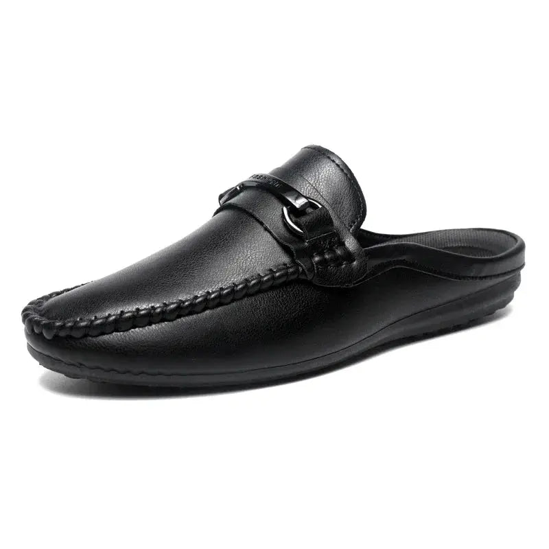 Summer Half Shoes For Men Comfortable Leather Casual Shoes Soft Flat Men's Loafers Lightweight Slip-on Shoes Man Daily Slippers luxecrown.co.uk