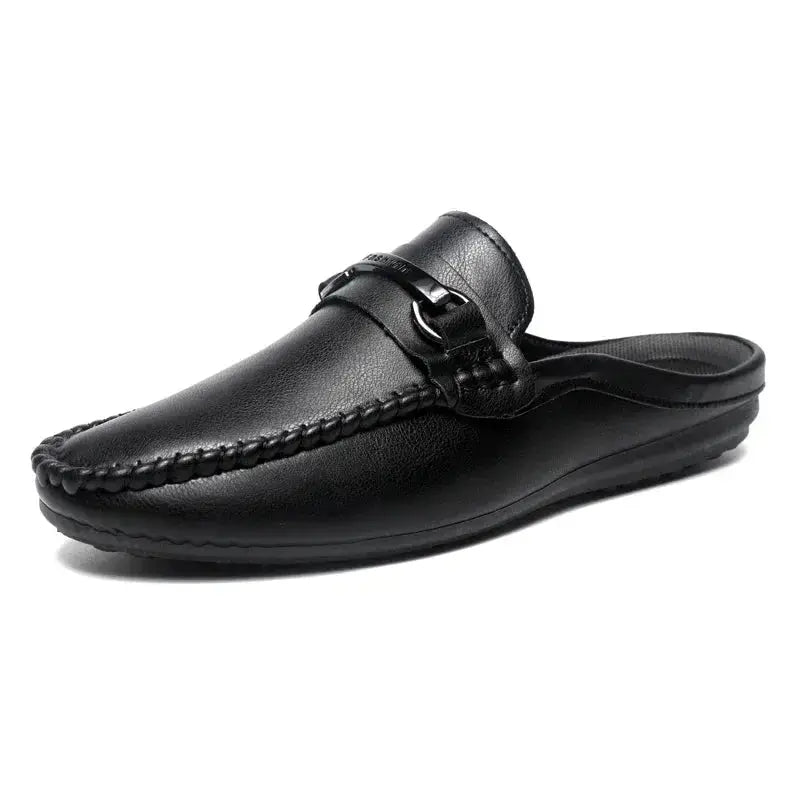 Summer Half Shoes For Men Comfortable Leather Casual Shoes Soft Flat Men's Loafers Lightweight Slip-on Shoes Man Daily Slippers luxecrown.co.uk
