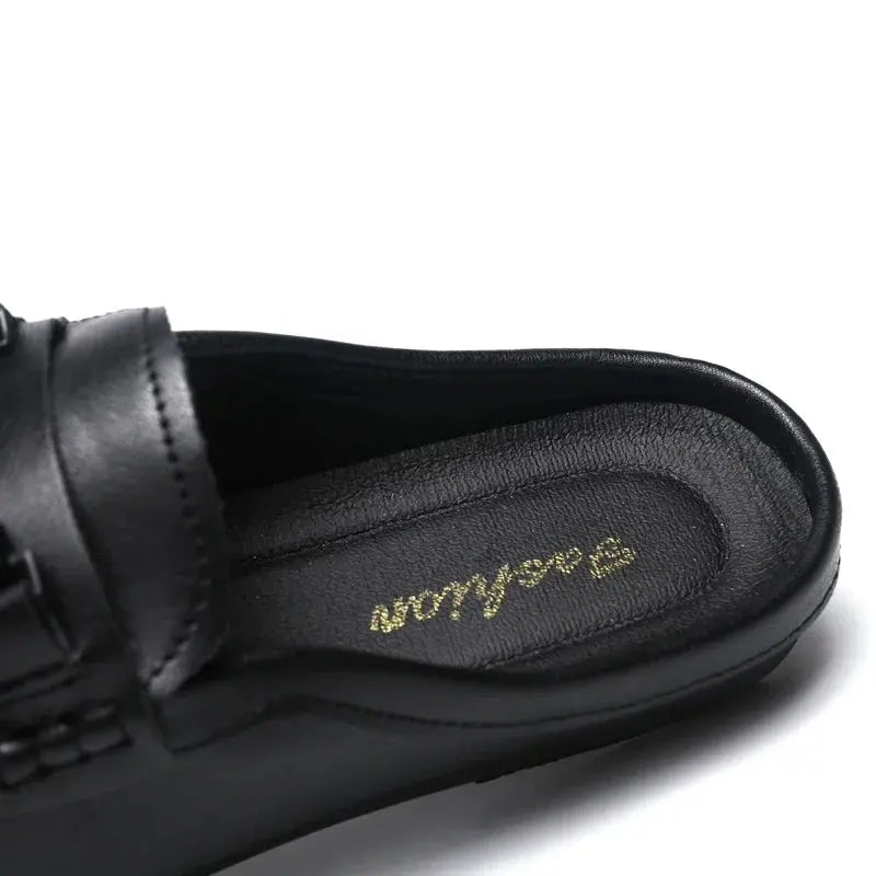 Summer Leather Men Half Slippers Breathable Mens Casual Shoes Slip-on Lazy Driving Shoes Comfortable Walking Loafers Moccasins luxecrown.co.uk