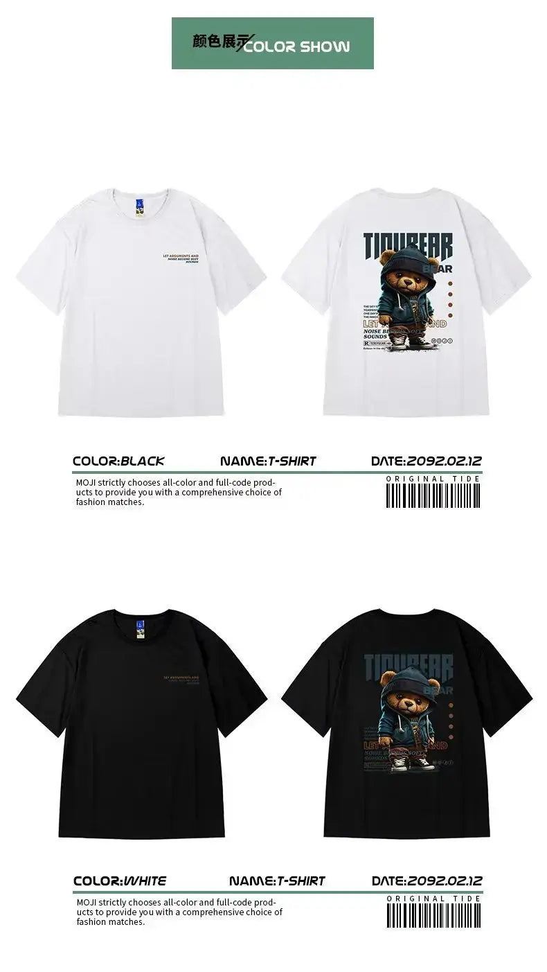 Summer New Casual Loose T-shirt Short Sleeved Men's Fashion Loose Printing Large 8XL Hip Hop Couple Wear Half Sleeve Cotton Top Streetsharks