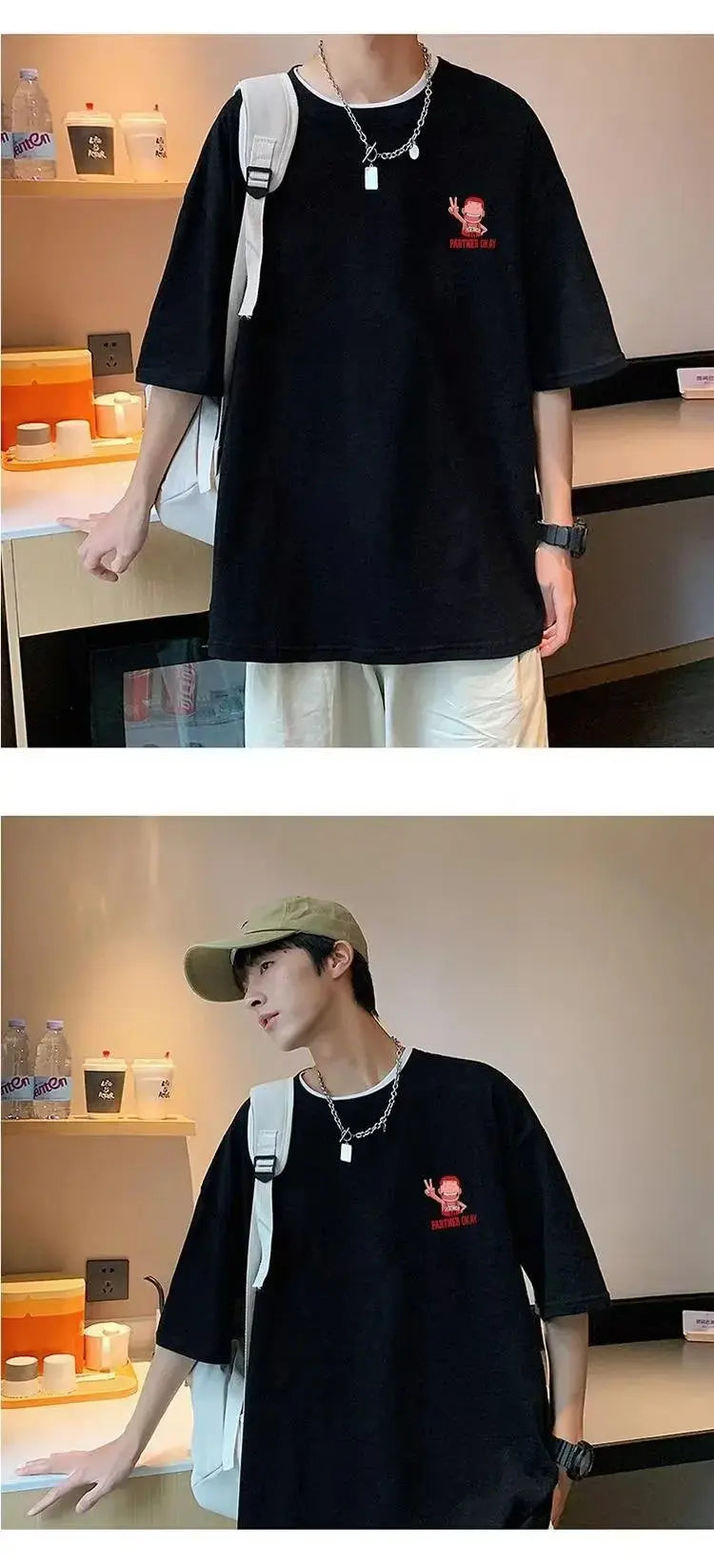 Summer New Casual Loose T-shirt Short Sleeved Men's Fashion Loose Printing Large 8XL Hip Hop Couple Wear Half Sleeve Cotton Top Streetsharks