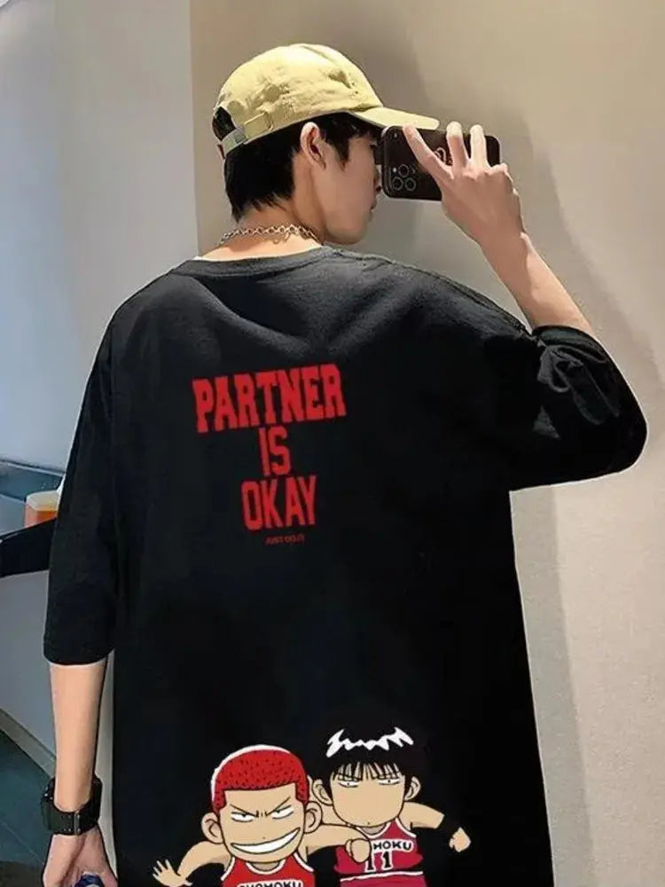 Summer New Casual Loose T-shirt Short Sleeved Men's Fashion Loose Printing Large 8XL Hip Hop Couple Wear Half Sleeve Cotton Top Streetsharks