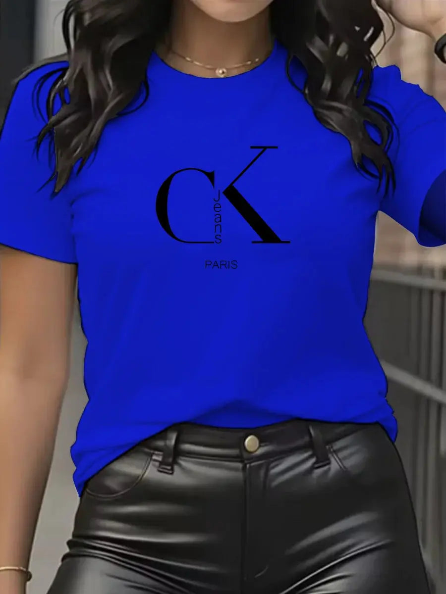 Summer luxury brand fashion cartoon letter print crew collar clothing short sleeve T-shirt trend women's summer Y2K top luxecrown.co.uk