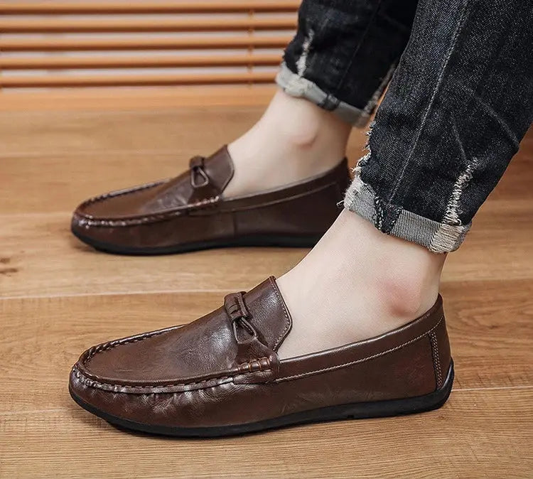 Summer men's loafers soft soled men's leather shoes comfortable driving shoes luxecrown.co.uk