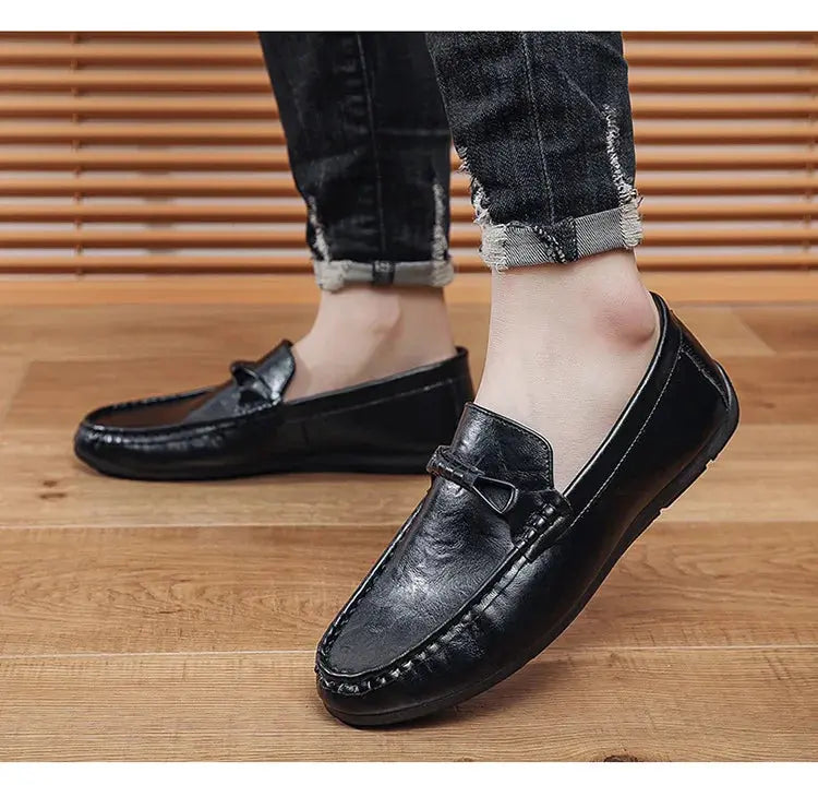 Summer men's loafers soft soled men's leather shoes comfortable driving shoes luxecrown.co.uk
