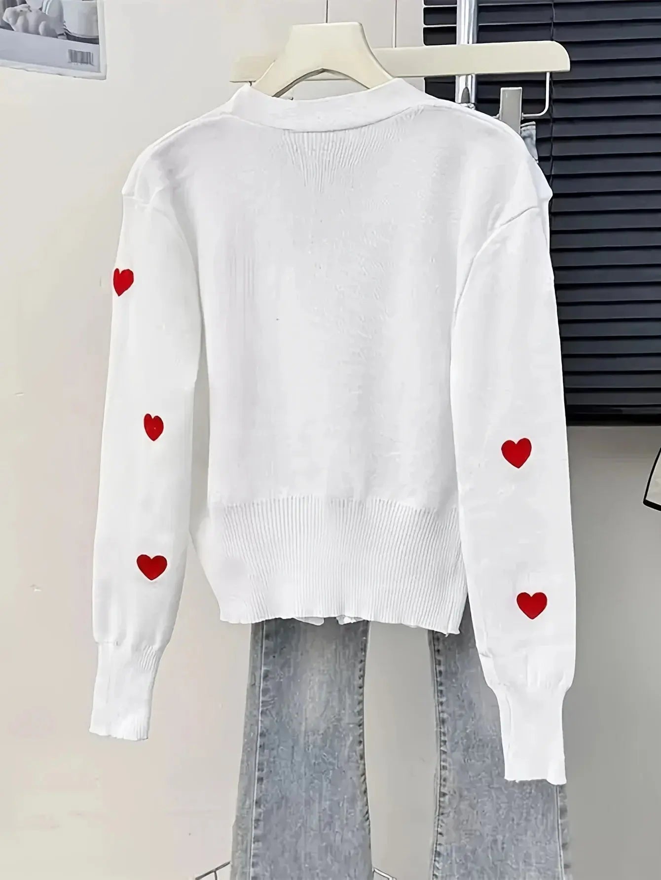Sweater Women Knitted Coats Fashion V-neck Slim Versatile Heart Button Cardigan Autumn Office Lady Chic Long Sleeve Outerwear luxecrown.co.uk