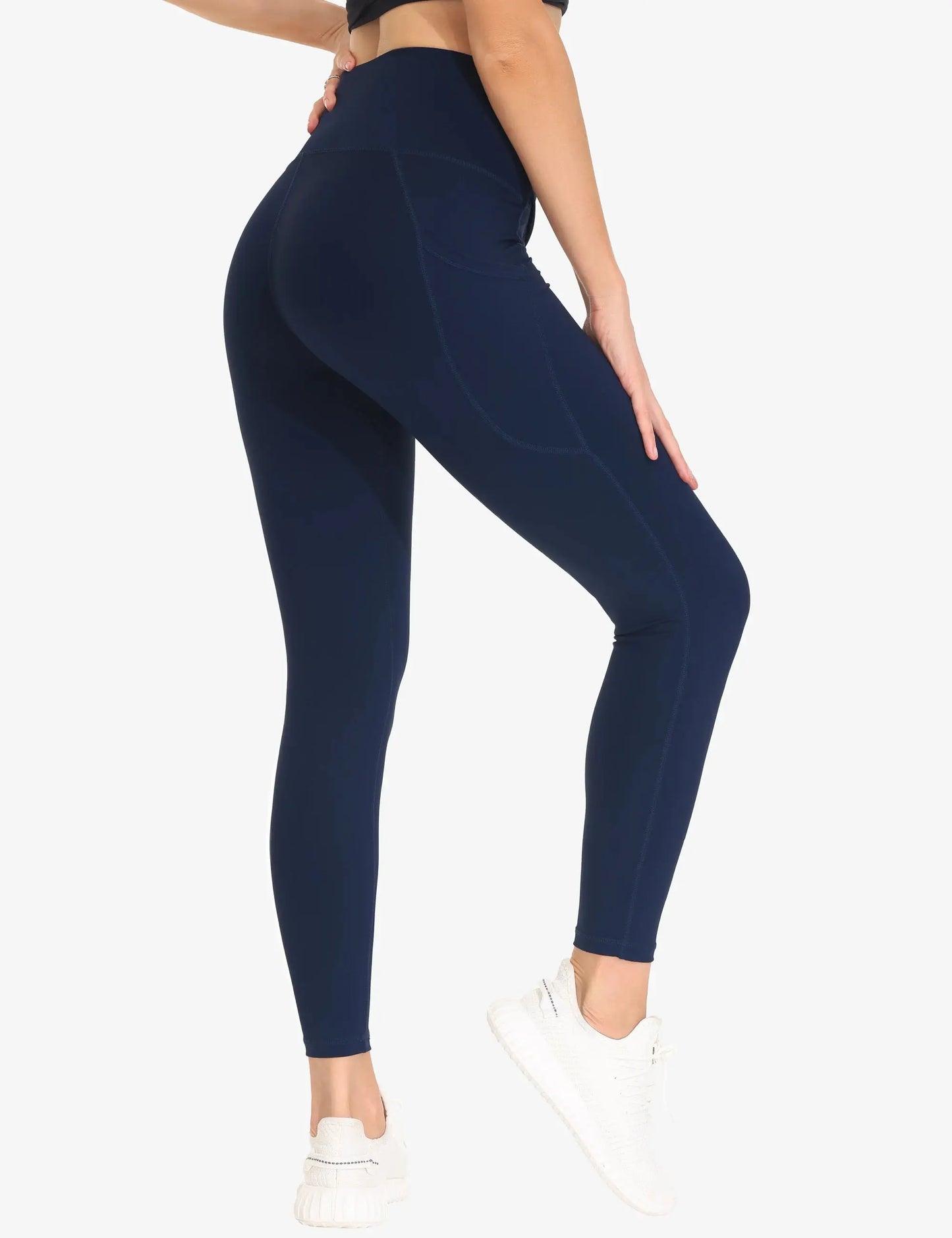 THE GYM PEOPLE Women's Cross Waist Workout Leggings Tummy Control High Waisted Athletic Yoga Pants with Pockets luxecrown.co.uk