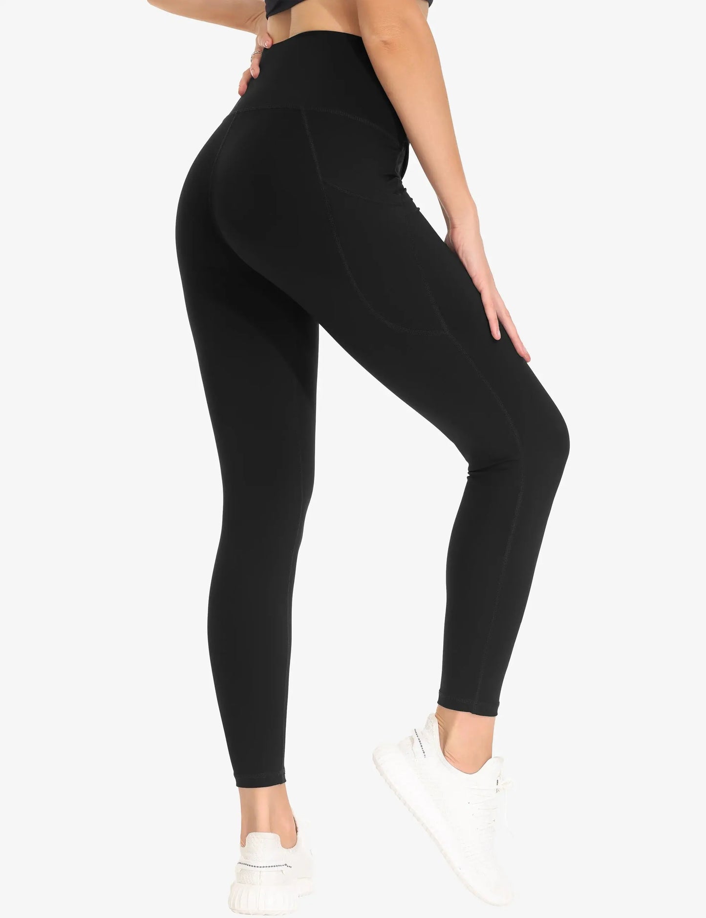 THE GYM PEOPLE Women's Cross Waist Workout Leggings Tummy Control High Waisted Athletic Yoga Pants with Pockets luxecrown.co.uk