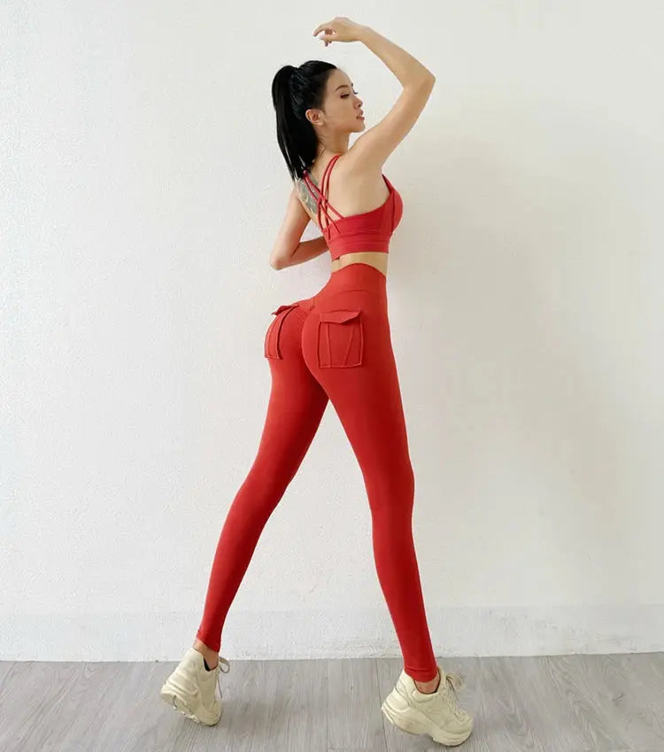TRY TO BN Yoga Pants Women Gym Scrunch Leggings With Pocket Fitness High Waist Leggings Push Up Running Sports Workout Clothing luxecrown.co.uk