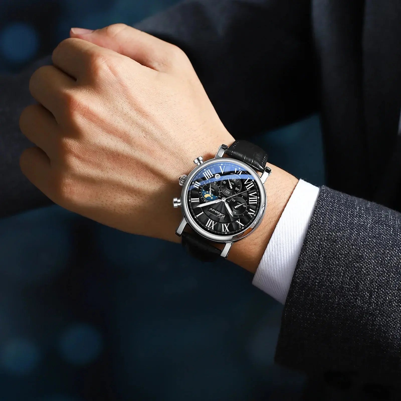 Top Luxury Watch Men Leather Fashion Watches Casual Quartz Wristwatches Male Clock Luminous Waterproof Watch For Men Gifts luxecrown.co.uk