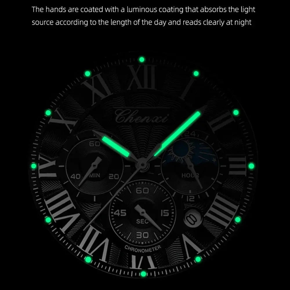 Top Luxury Watch Men Leather Fashion Watches Casual Quartz Wristwatches Male Clock Luminous Waterproof Watch For Men Gifts luxecrown.co.uk