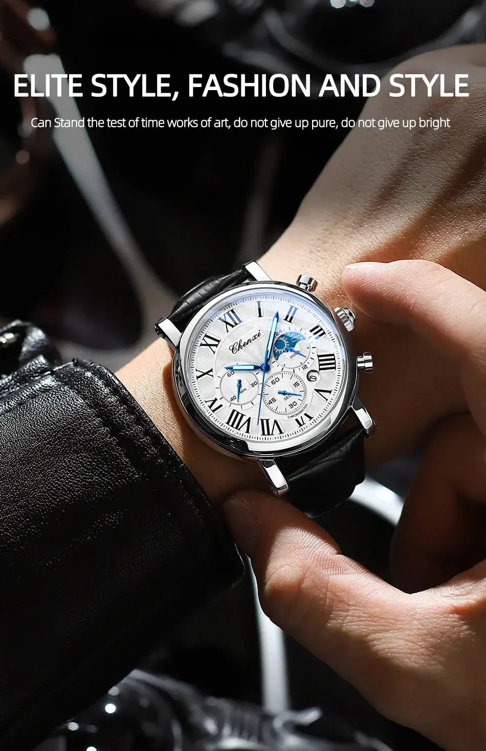 Top Luxury Watch Men Leather Fashion Watches Casual Quartz Wristwatches Male Clock Luminous Waterproof Watch For Men Gifts luxecrown.co.uk