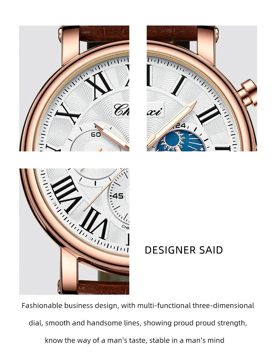 Top Luxury Watch Men Leather Fashion Watches Casual Quartz Wristwatches Male Clock Luminous Waterproof Watch For Men Gifts luxecrown.co.uk