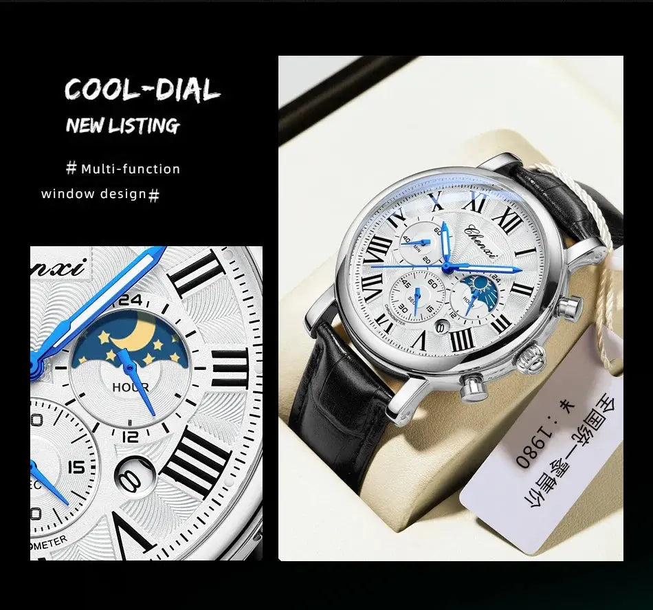 Top Luxury Watch Men Leather Fashion Watches Casual Quartz Wristwatches Male Clock Luminous Waterproof Watch For Men Gifts luxecrown.co.uk