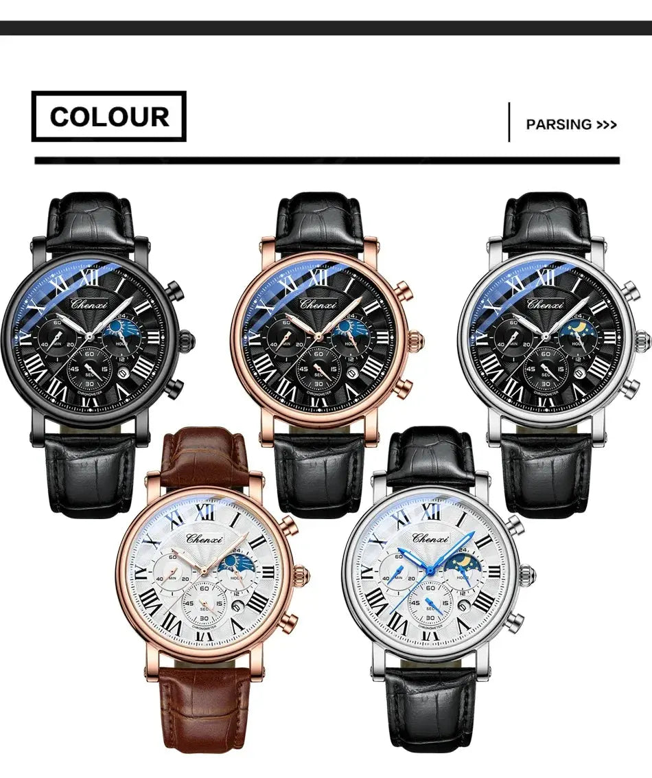 Top Luxury Watch Men Leather Fashion Watches Casual Quartz Wristwatches Male Clock Luminous Waterproof Watch For Men Gifts luxecrown.co.uk