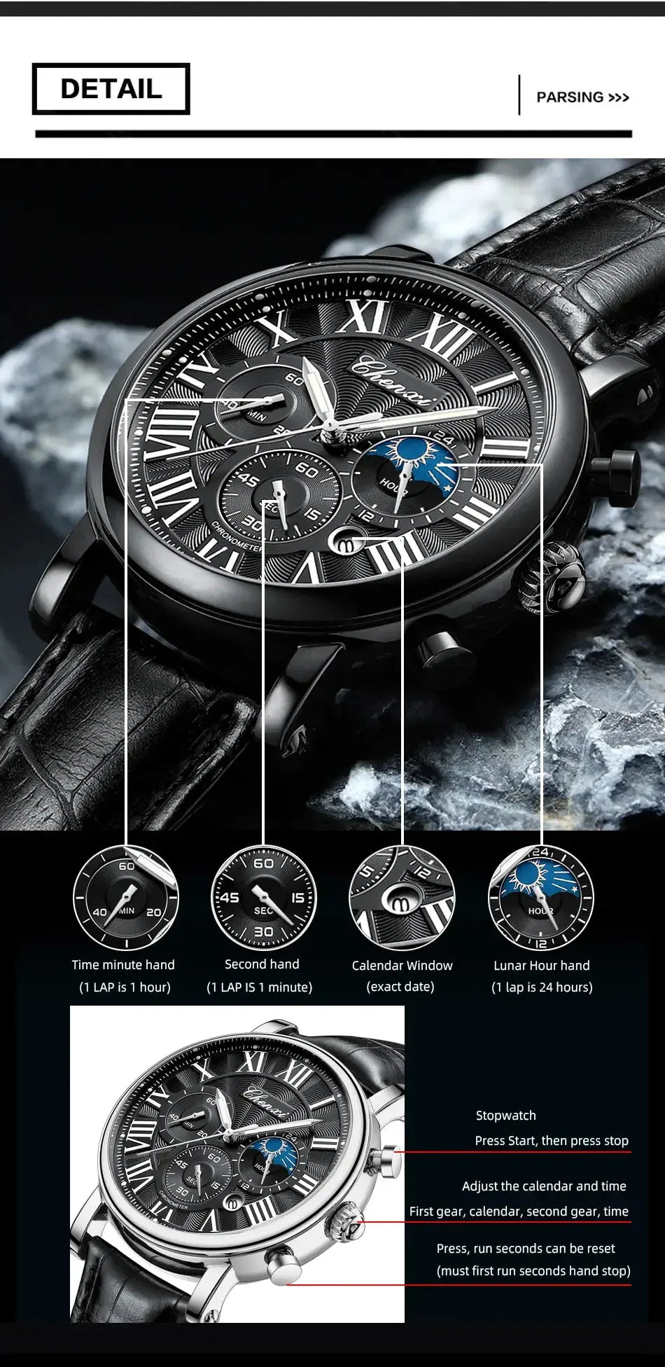 Top Luxury Watch Men Leather Fashion Watches Casual Quartz Wristwatches Male Clock Luminous Waterproof Watch For Men Gifts luxecrown.co.uk