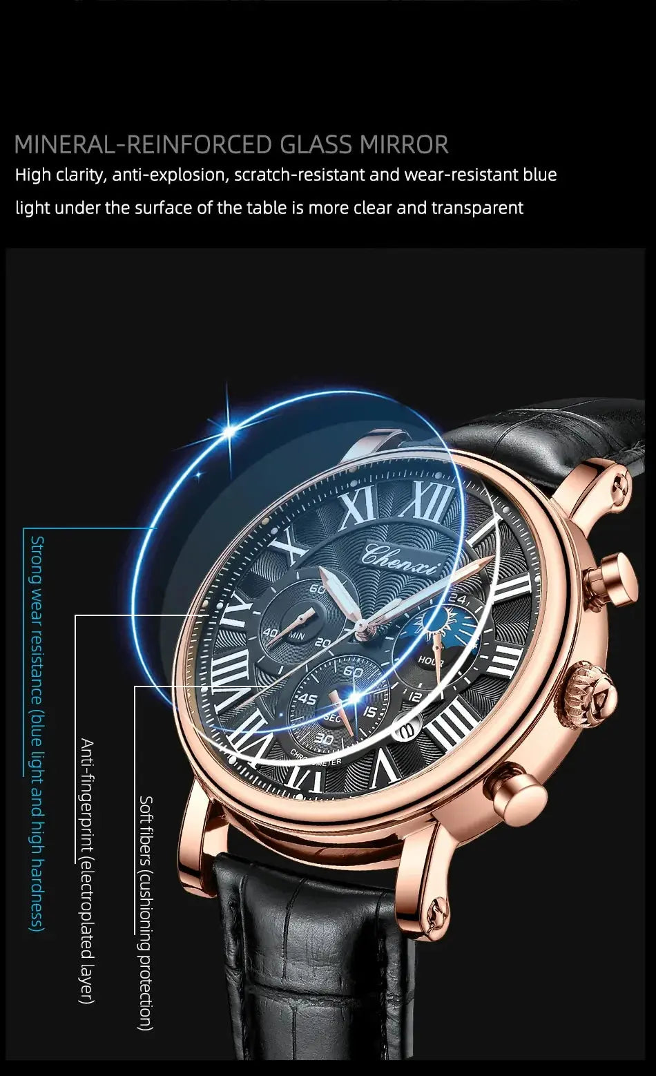 Top Luxury Watch Men Leather Fashion Watches Casual Quartz Wristwatches Male Clock Luminous Waterproof Watch For Men Gifts luxecrown.co.uk
