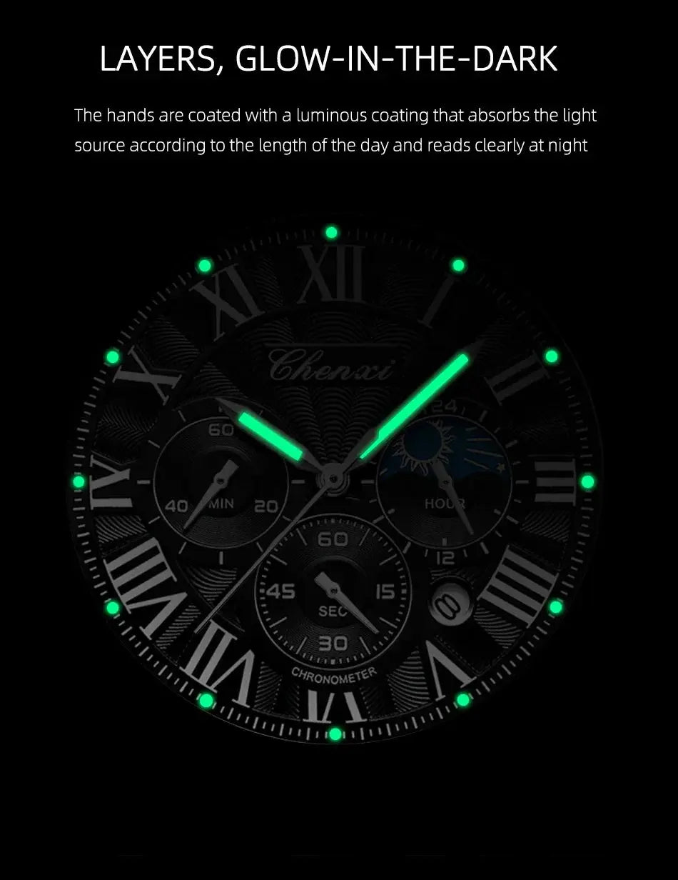 Top Luxury Watch Men Leather Fashion Watches Casual Quartz Wristwatches Male Clock Luminous Waterproof Watch For Men Gifts luxecrown.co.uk