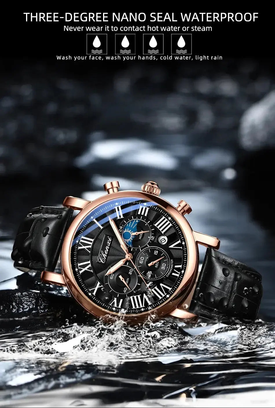 Top Luxury Watch Men Leather Fashion Watches Casual Quartz Wristwatches Male Clock Luminous Waterproof Watch For Men Gifts luxecrown.co.uk