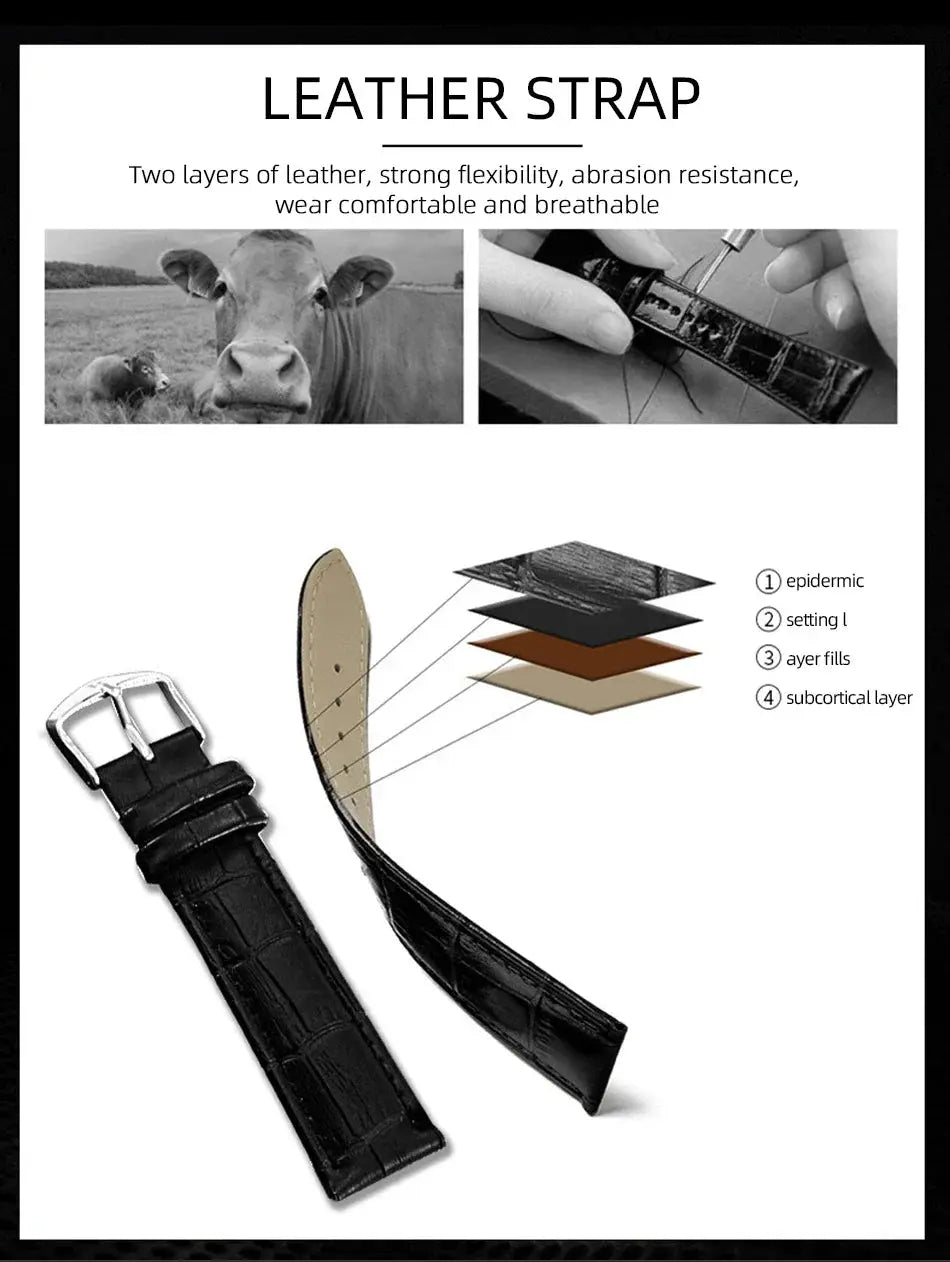 Top Luxury Watch Men Leather Fashion Watches Casual Quartz Wristwatches Male Clock Luminous Waterproof Watch For Men Gifts luxecrown.co.uk