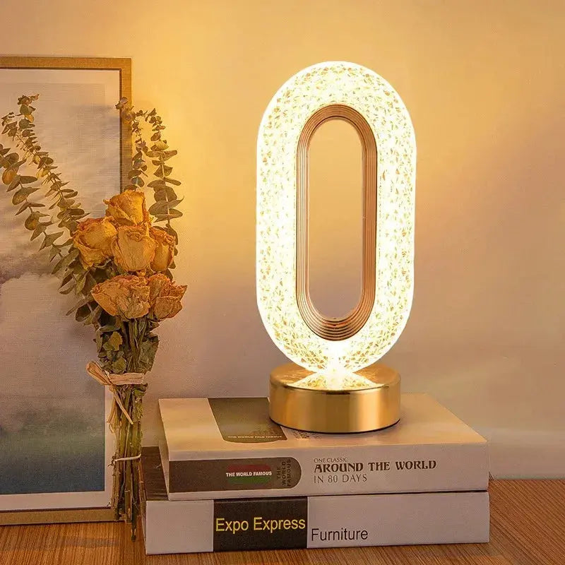 Touch Control 3D Crystal Track Night Light Girls Room Home Decor Aesthetics USB Bedside LED Ambient Table 3D Moon Lamp luxecrown.co.uk