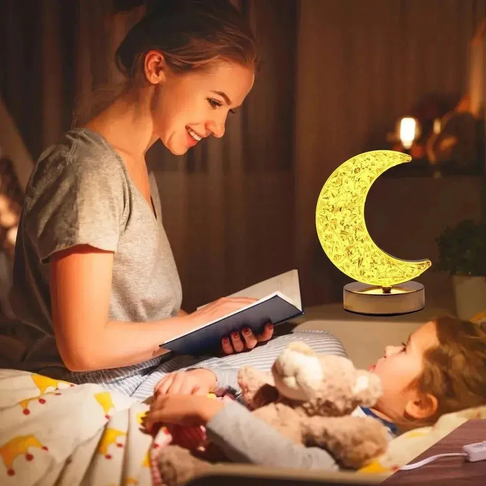 Touch Control 3D Crystal Track Night Light Girls Room Home Decor Aesthetics USB Bedside LED Ambient Table 3D Moon Lamp luxecrown.co.uk