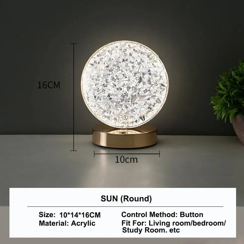 Touch Control 3D Crystal Track Night Light Girls Room Home Decor Aesthetics USB Bedside LED Ambient Table 3D Moon Lamp luxecrown.co.uk