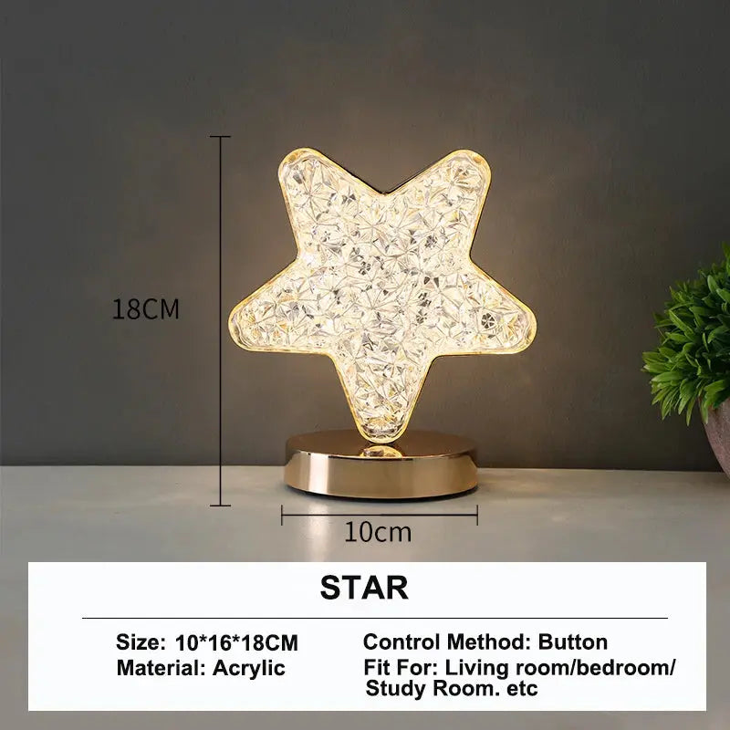 Touch Control 3D Crystal Track Night Light Girls Room Home Decor Aesthetics USB Bedside LED Ambient Table 3D Moon Lamp luxecrown.co.uk