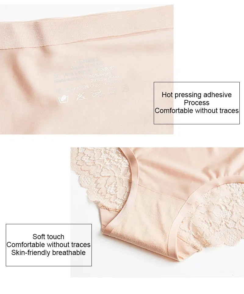 TrowBridge 3PCS/Set Women's Panties Exquisite Lace Underwear Sexy Lingerie Big Size Sweet Silk Satin Briefs Soft Cozy Underpants luxecrown.co.uk