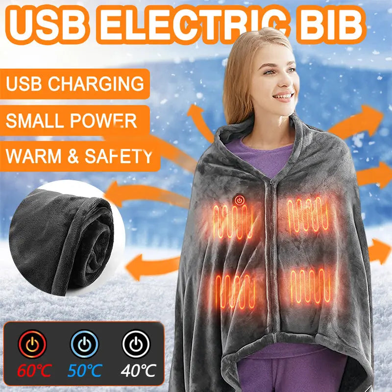 USB Heated Blanket – Portable Electric Heated Throw Shawl Luxecrown