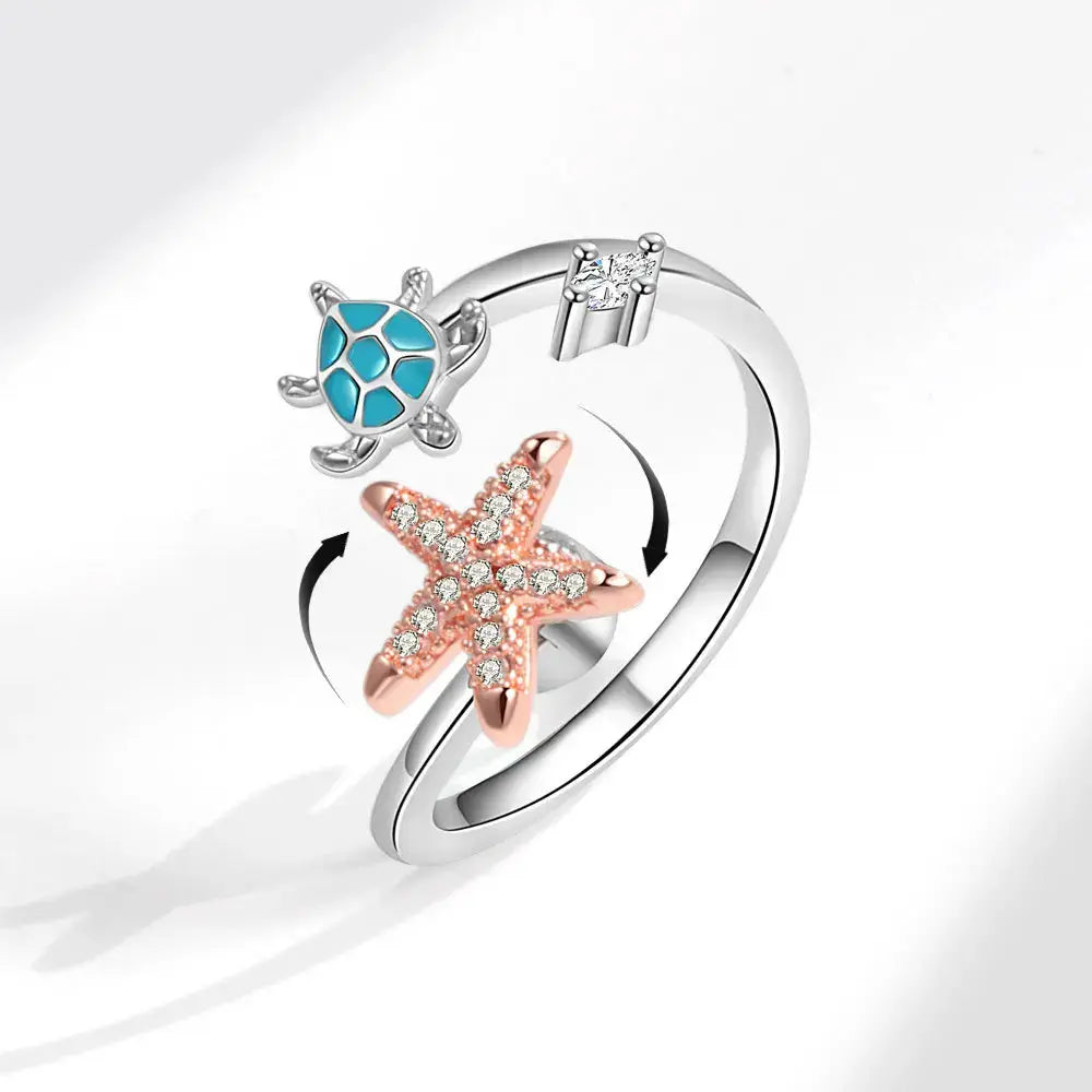 VENTFILLE 925 Sterling Silver Sunflower Diamond Zircon Rotatable Ring For Women Gift Relieve Stress Ring Jewelry Wholesale Streetsharks