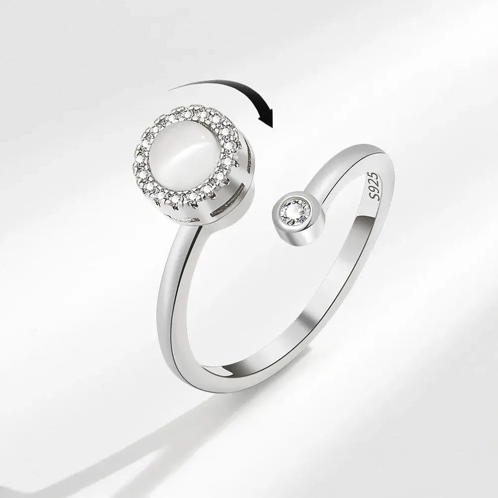 VENTFILLE 925 Sterling Silver Sunflower Diamond Zircon Rotatable Ring For Women Gift Relieve Stress Ring Jewelry Wholesale Streetsharks