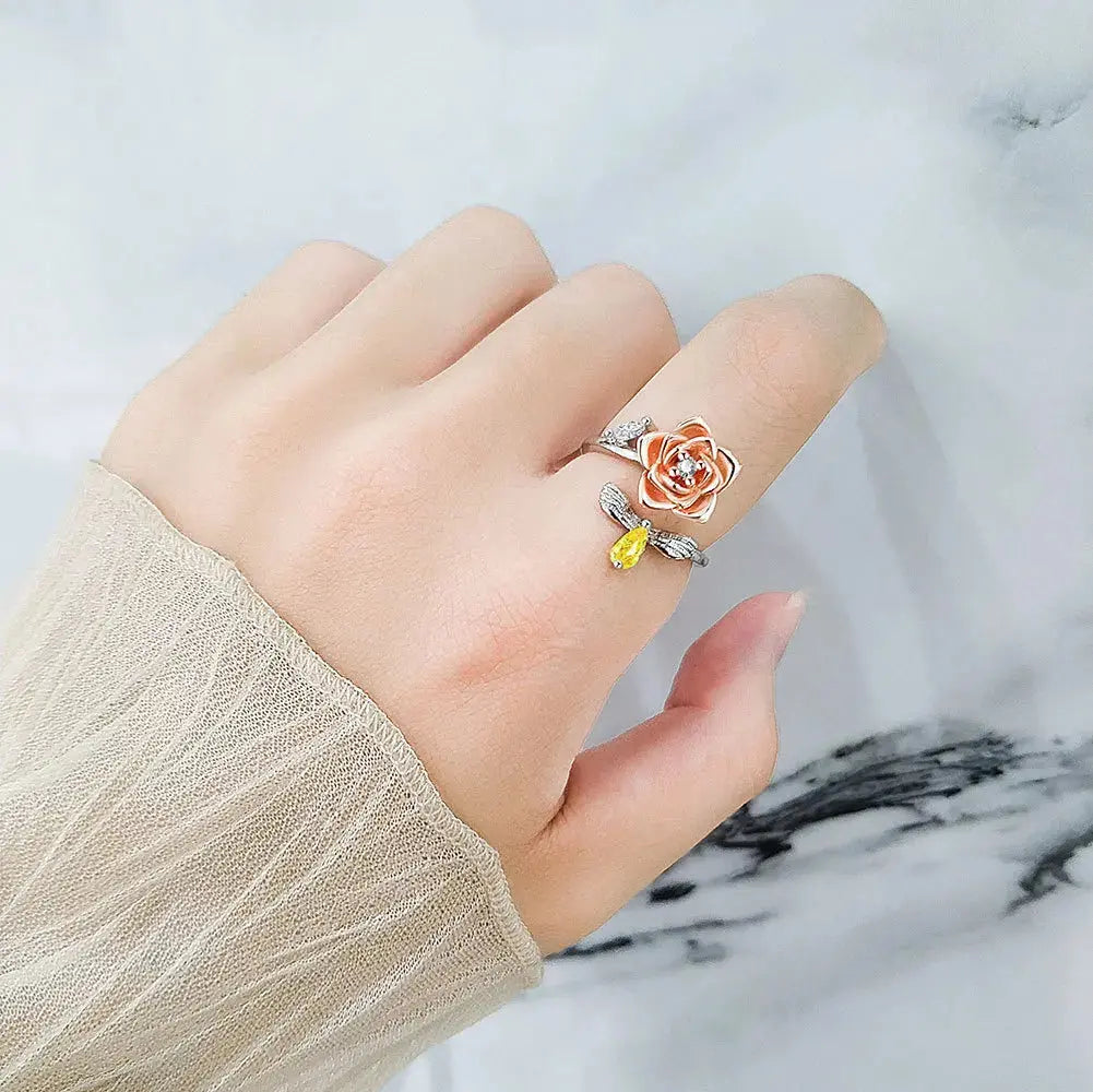 VENTFILLE 925 Sterling Silver Sunflower Diamond Zircon Rotatable Ring For Women Gift Relieve Stress Ring Jewelry Wholesale Streetsharks