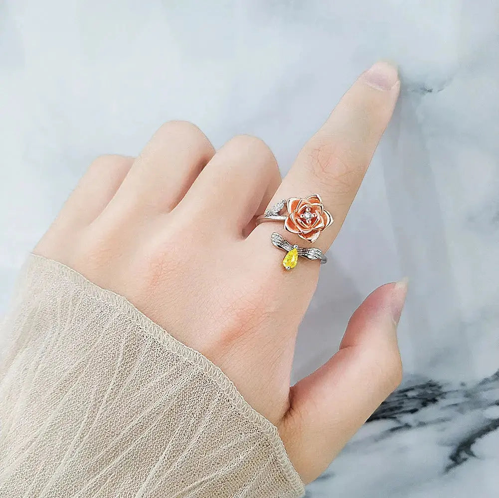 VENTFILLE 925 Sterling Silver Sunflower Diamond Zircon Rotatable Ring For Women Gift Relieve Stress Ring Jewelry Wholesale Streetsharks