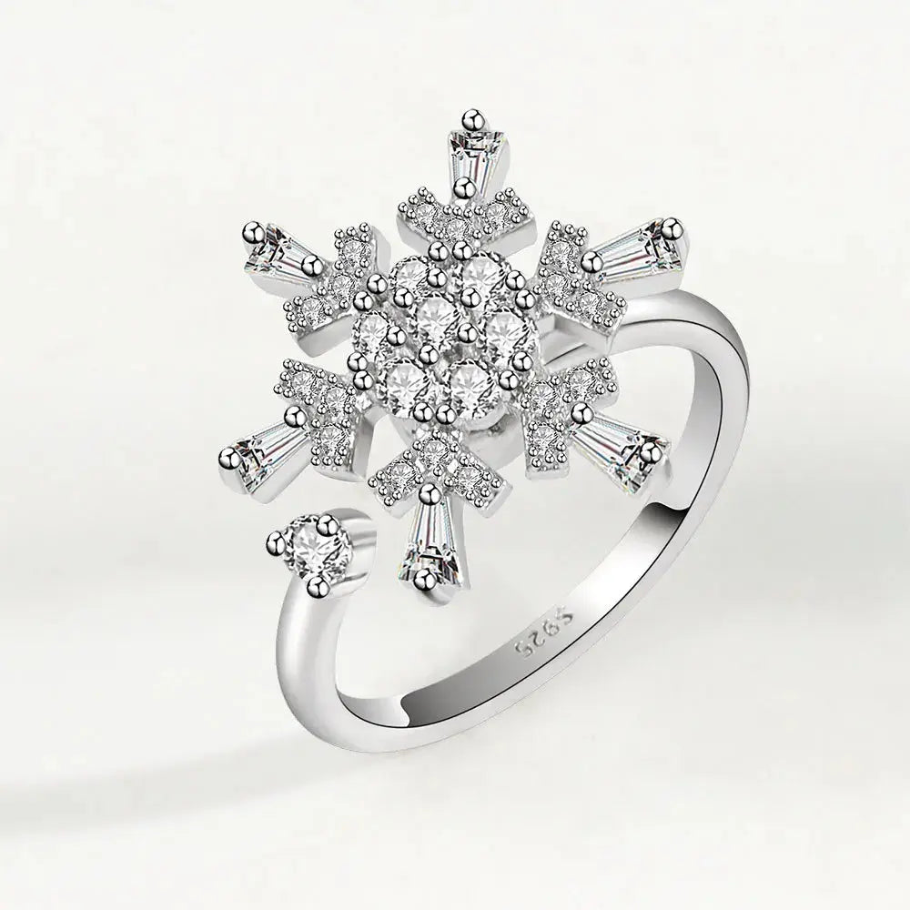 VENTFILLE 925 Sterling Silver Sunflower Diamond Zircon Rotatable Ring For Women Gift Relieve Stress Ring Jewelry Wholesale Streetsharks