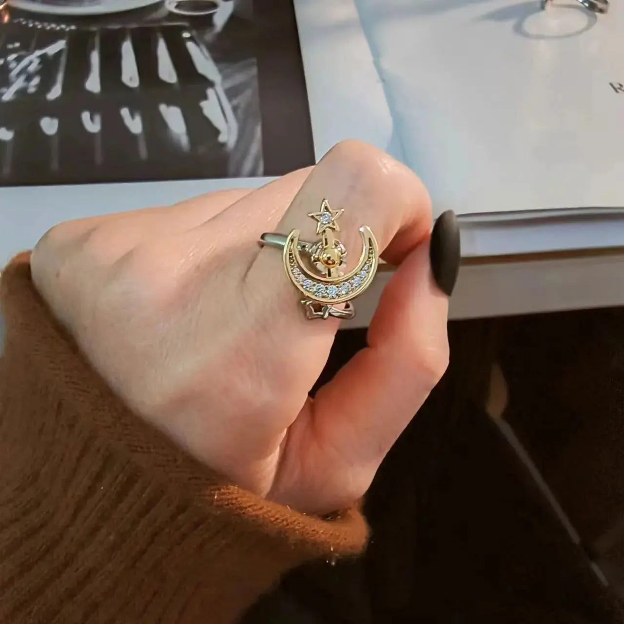 VENTFILLE 925 Sterling Silver Sunflower Diamond Zircon Rotatable Ring For Women Gift Relieve Stress Ring Jewelry Wholesale Streetsharks