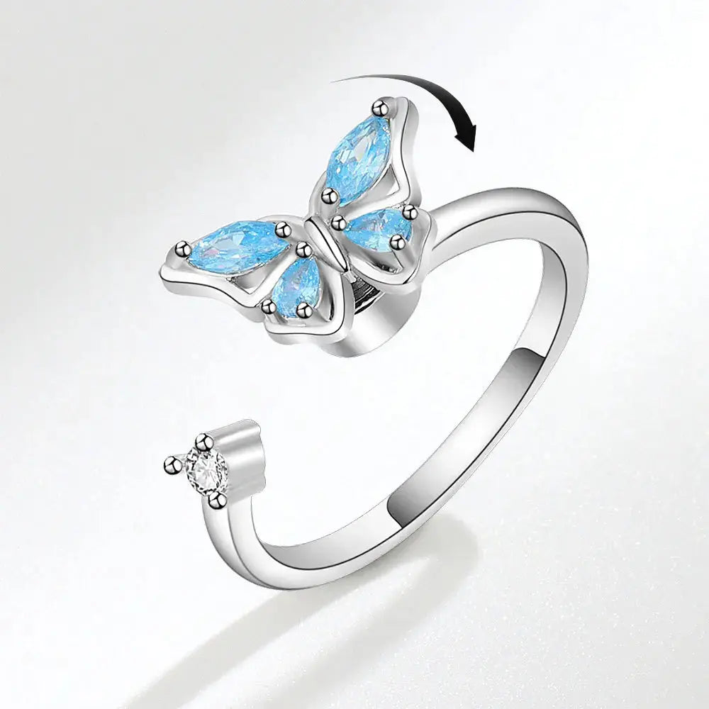 VENTFILLE 925 Sterling Silver Sunflower Diamond Zircon Rotatable Ring For Women Gift Relieve Stress Ring Jewelry Wholesale Streetsharks
