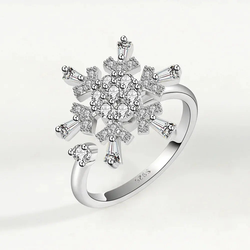 VENTFILLE 925 Sterling Silver Sunflower Diamond Zircon Rotatable Ring For Women Gift Relieve Stress Ring Jewelry Wholesale Streetsharks