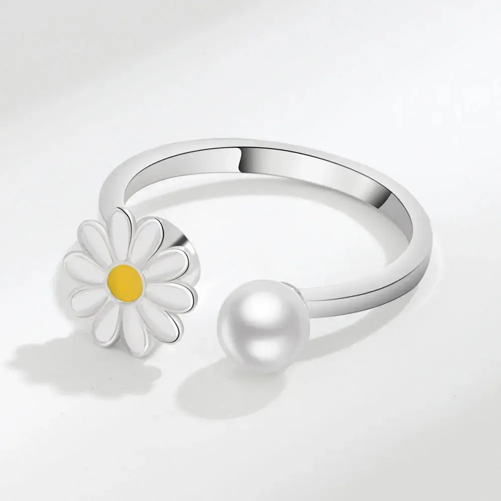 VENTFILLE 925 Sterling Silver Sunflower Diamond Zircon Rotatable Ring For Women Gift Relieve Stress Ring Jewelry Wholesale Streetsharks