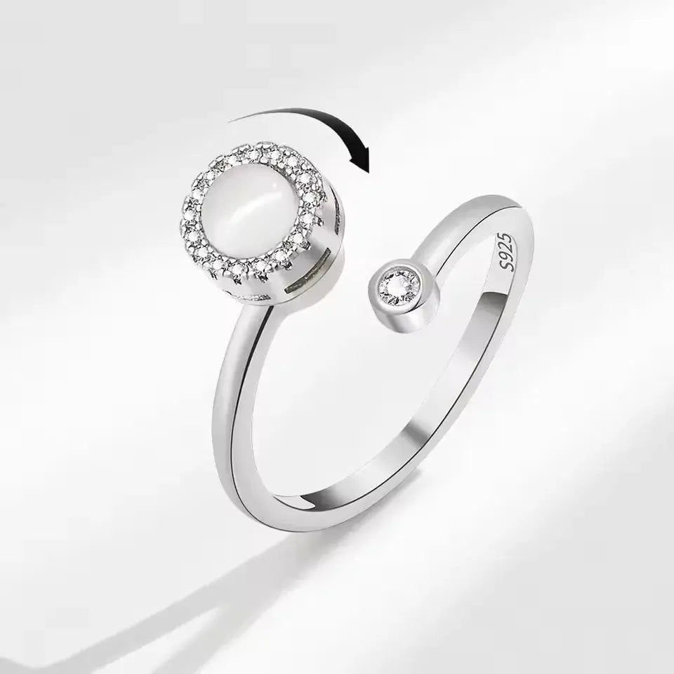 VENTFILLE 925 Sterling Silver Sunflower Diamond Zircon Rotatable Ring For Women Gift Relieve Stress Ring Jewelry Wholesale Streetsharks