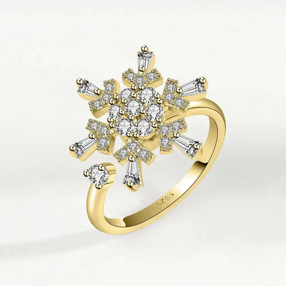 VENTFILLE 925 Sterling Silver Sunflower Diamond Zircon Rotatable Ring For Women Gift Relieve Stress Ring Jewelry Wholesale Streetsharks