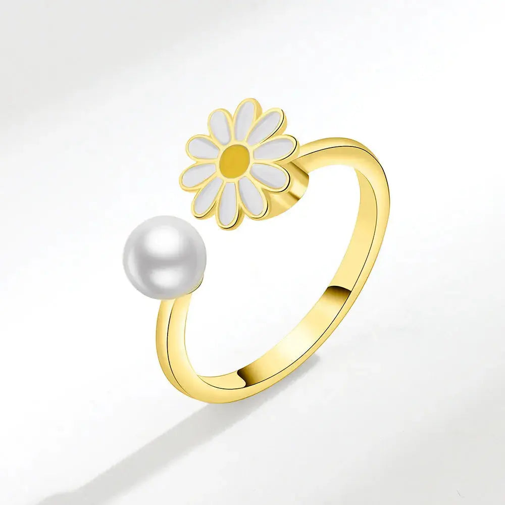 VENTFILLE 925 Sterling Silver Sunflower Diamond Zircon Rotatable Ring For Women Gift Relieve Stress Ring Jewelry Wholesale Streetsharks