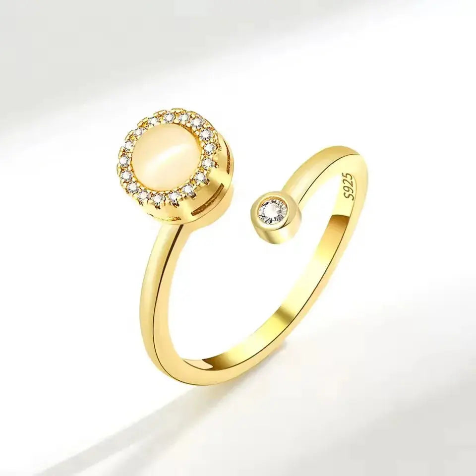 VENTFILLE 925 Sterling Silver Sunflower Diamond Zircon Rotatable Ring For Women Gift Relieve Stress Ring Jewelry Wholesale Streetsharks