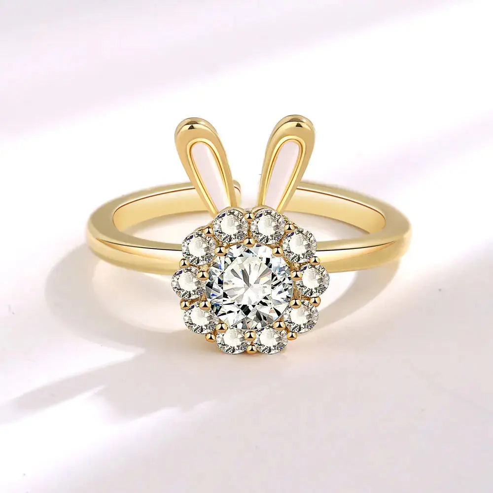 VENTFILLE 925 Sterling Silver Sunflower Diamond Zircon Rotatable Ring For Women Gift Relieve Stress Ring Jewelry Wholesale Streetsharks